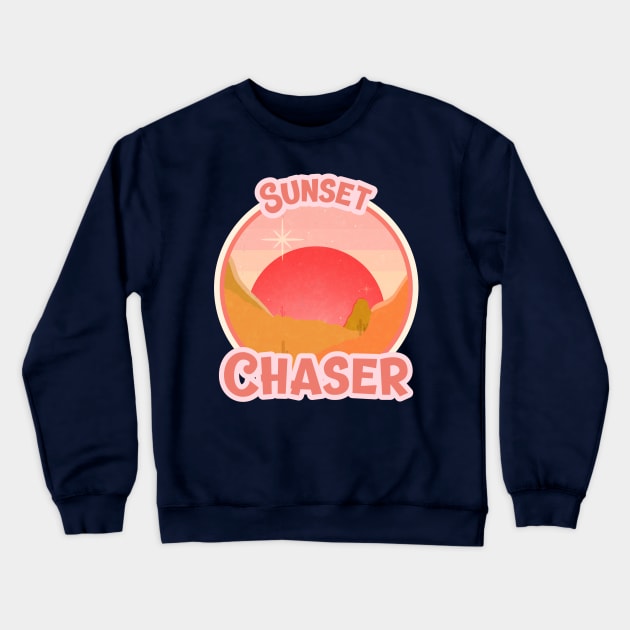 Sunset Chaser / Sunshine / Retro Design / Camping Lovers / Sunrise Crewneck Sweatshirt by Redboy